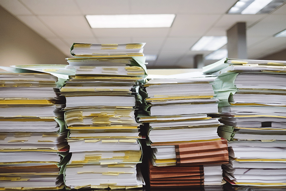 Stacks of paper folders