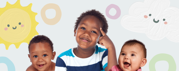 Three children smiling