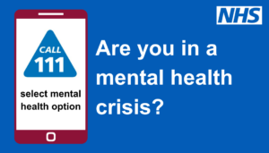 Graphic saying 'are you in a mental health crisis'