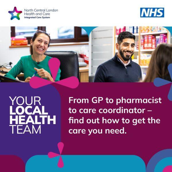 North Central London Your Local Health Team campaign banner promoting how to find the care you need