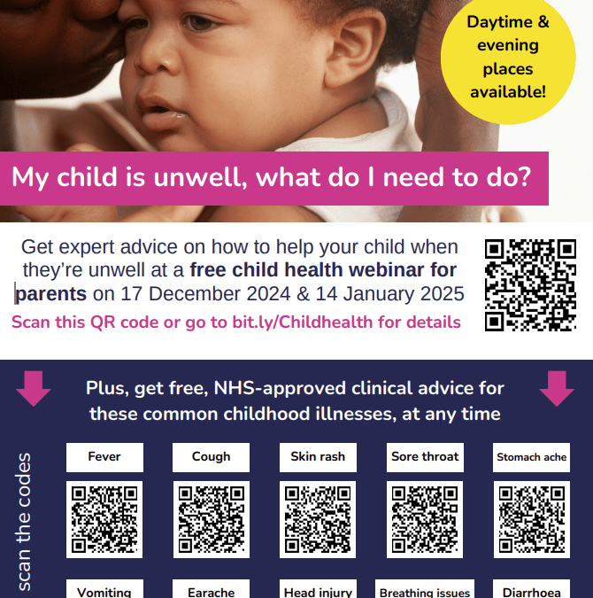 Free information events for NCL parents: My child is unwell, what should I do?